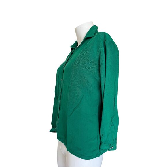 American Vintage women’s button up emerald green collared long sleeve Large 14 - Picture 2 of 4